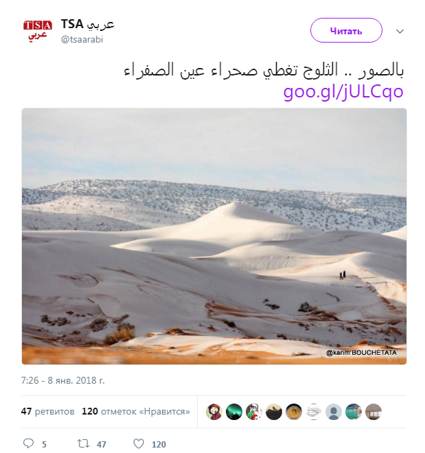 У пустелі Сахара випав сніг (фото)